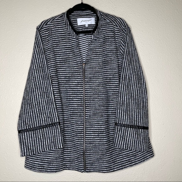 Foxcroft Striped Bell Sleeves Zip Jacket - Picture 1 of 5